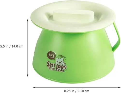Vista 3 de COHEALI - Escupitón para niños con tapa, pequeña olla portátil para orina de 8.26 x 8.26 x 5.51 pulgadas, cubo duradero para mesita de noche, diseño