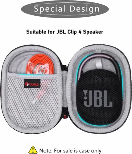 Vista 7 de XANAD Funda rígida para altavoz Bluetooth portátil JBL Clip 4 o Clip 5, bolsa de transporte protectora de viaje Gris