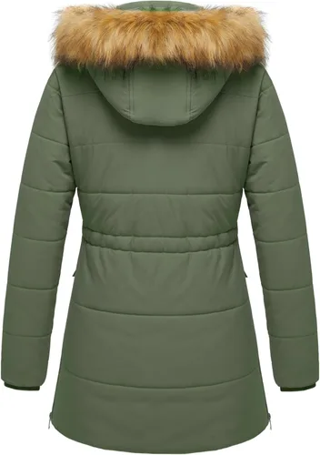 Vista 2 de WenVen Chaqueta acolchada impermeable de invierno para mujer con capucha de piel