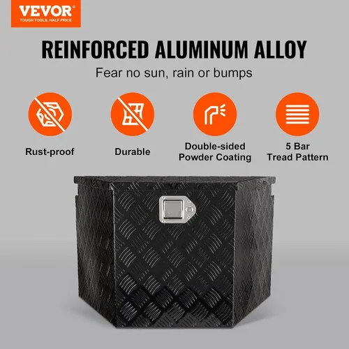 Vista 2 de VEVOR Caja para Lengüeta de Remolque, Cofre de Herramientas de Cajas para Lengüeta de Placa Diamantada de Aleación de Aluminio, Caja