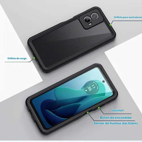 Vista 7 de Lanhiem Funda para Motorola Moto G 5G 2024, IP68, impermeable, a prueba de polvo, a prueba de golpes, con protector de pantalla integrado, cubierta