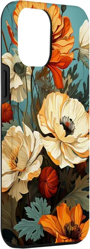 Vista 3 de Funda de flores mexicanas para iPhone 12 Pro Max Marigold Flower and Teal Aqua Blue Cyan
