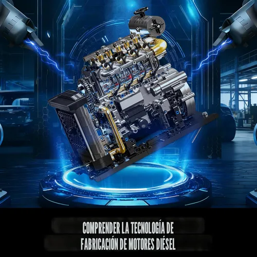 Vista 4 de Kit de modelo de motor diésel que funciona para adultos, MOC Mini en línea de 4 cilindros diésel con motor, compatible con Lego, juguete STEM