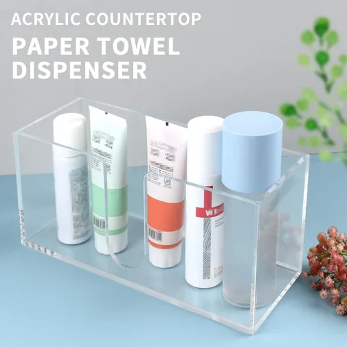 Vista 7 de Toallero de papel acrílico, dispensador de servilletas de plegado en Z de 0.197 in de grosor, transparente y plegable, organizador de baño y cocina
