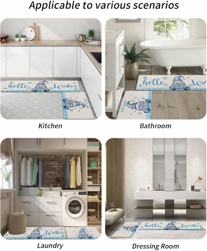 Vista 6 de Tapete de baño de gnomos de Navidad para bañera, antideslizante, de secado rápido y absorbente, tierra de diatomeas, fregadero, dormitorio, cocina