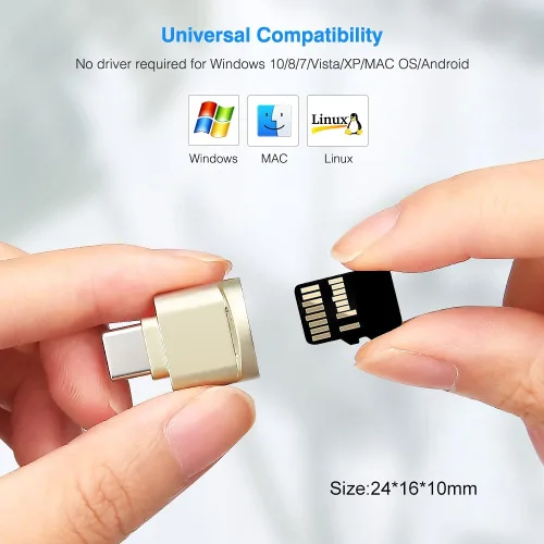 Vista 6 de BorlterClamp - Lector de tarjetas micro SD USB C (paquete de 2 unidades), lector de tarjetas de memoria OTG TF compatible con laptop, MacBook