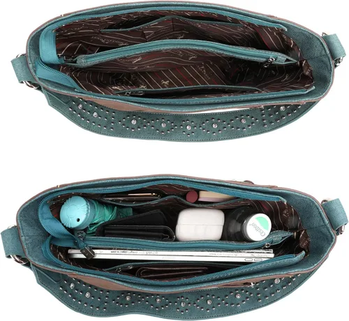 Vista 5 de Montana West Boot Scroll Collection - Bolso de mano oculto para mujer, cuero vegano, bolso de hombro occidental con cartera