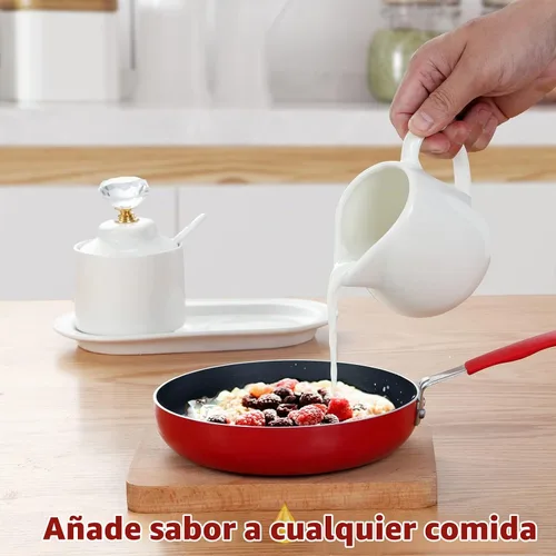 Vista 2 de ONTUBE Ceramic Sugar and Creamer with tray and Crystal Lid Set of 4 (Gold)