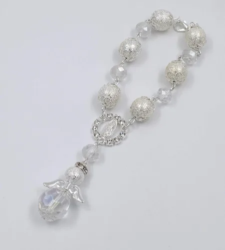 Vista 3 de 12 Bautismo Ángel Blanco Favores Pulsera Fiesta Favores Bautizo Recuerdos Angel Pulsera Plata