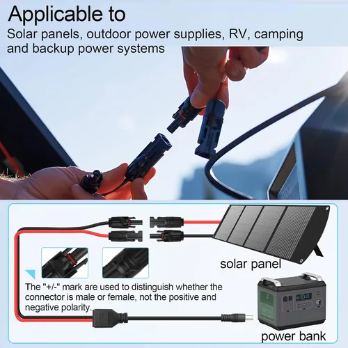Vista 4 de Solar Panel Connector to DC7909 Charging Cable 14AWG Pure Copper Solar Panel Cable,DC 5.5x2.1mm Adapter Cable for Portable Power Station,Solar