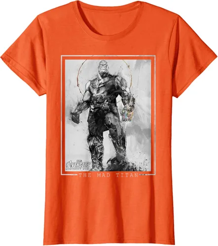 Vista 50 de Marvel Avengers Infinity War Thanos Sketch Graphic Camiseta Negro