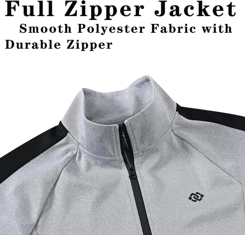Vista 4 de MoFiz Chándal deportivo para hombre, 2 piezas, chaqueta con cremallera completa, pantalón de manga larga, casual, para correr, gimnasio