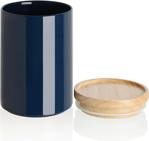 Vista 8 de Recipientes de cocina Sweejar, tarro de almacenamiento de cerámica para alimentos, recipientes apilables con tapa hermética de madera para servir