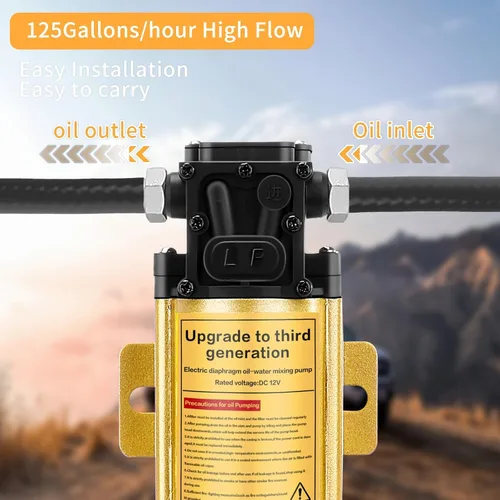 Vista 7 de Kit de bomba de transferencia de combustible de gasolina de 12 V, transfiere hasta 125 galones de gasolina, diésel o agua por hora, ideal