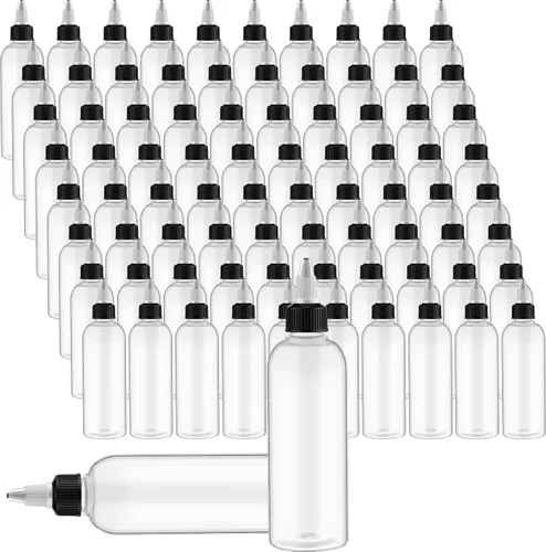 Vista 10 de Tanlade 200 botellas de plástico de 2 onzas para exprimir a granel Boston dispensadoras de aceite vacías para el cabello con tapa para aceites