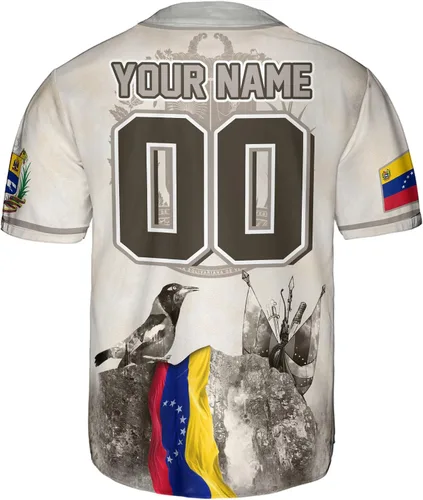 Vista 4 de CHIARA CONTI11 Camiseta de béisbol personalizada de Venezuela, camisetas de Venezuela para hombres, camiseta de Venezuela, camisa de Venezuela