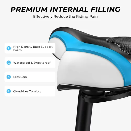 Vista 4 de YOUNGDO Asiento de bicicleta, cómodo y ancho para bicicleta de carretera, asiento de bicicleta de montaña transpirable, adecuado para bicicleta