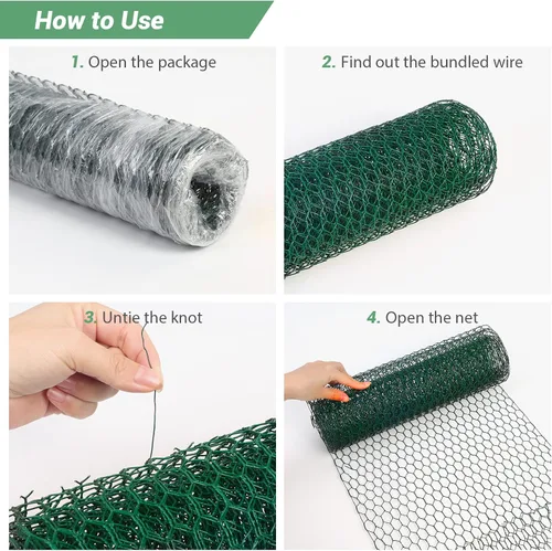 Vista 6 de Alambre de Gallinero para Arreglos Florales, 13.78 x 118 Pulgadas, Alambre de Gallinero Floral Galvanizado Ligero Hexagonal Verde para Jardín, Malla