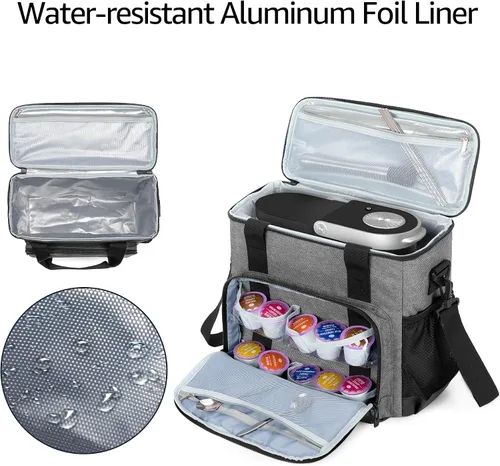 Vista 3 de CURMIO Bolsa de transporte para cafetera compatible con Keurig K-Mini o K-Mini Plus, bolsa de viaje para cafeteras de una sola porción para cápsulas