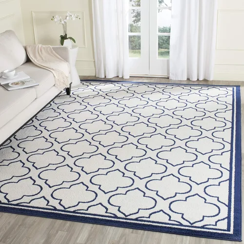 Vista 23 de Safavieh Amherst Collection Tapete AMT412A para interiores/exteriores de color marfil y verde claro, Polipropileno