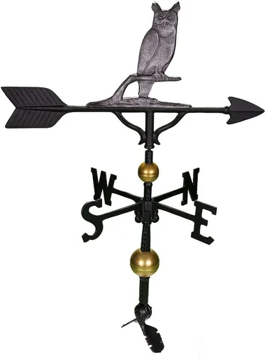 Vista 3 de Montague Metal Products Veleta de 32 pulgadas con adorno de búho de hierro sueco Hierro (Swedish Iron)