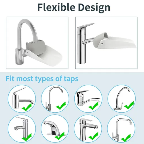 Vista 5 de CHILDHOOD Paquete de 2 extensores de grifo para fregadero de cocina y bañera, extensores universales de mango de fregadero, divertido lavado