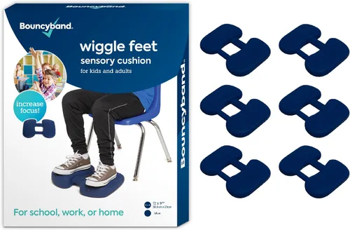Vista 8 de Bouncy Bands Wiggle Feet, Azul Oscuro, 1 Paquete – Cojín Sensorial para Pies Facilita Silenciosamente el Movimiento para Ayudar a Mejorar
