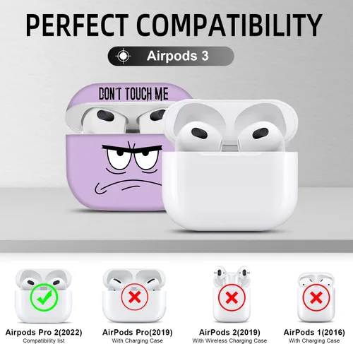 Vista 2 de Funda para Airpods de 3ª Generación, No Me Toques Funda Genial con Cordón Ojos Grandes Dibujos Animados Lindos para Funda de Airpods de 3ª