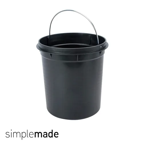 Vista 8 de SIMPLEMADE Cubo de basura redondo con pedal, acero inoxidable con tapa, pequeño cesto de metal/cubo de basura para baño, oficina, negro, 5 litros