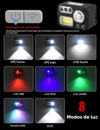 Vista 3 de Paquete de 2 faros delanteros con sensor de movimiento 4 en 1, 500 lúmenes
