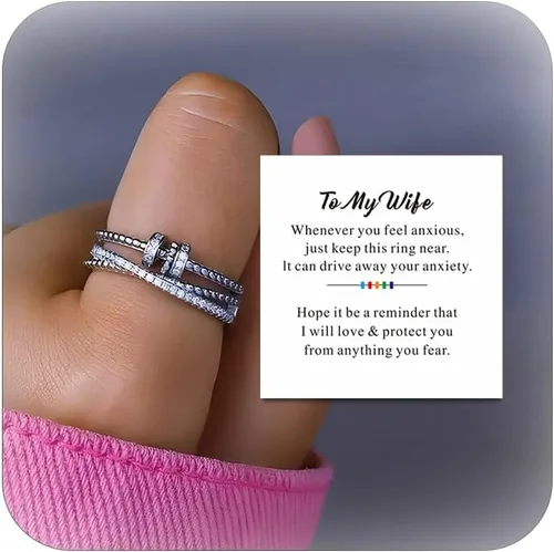 Vista 11 de choice of all Anillo Fidget para Mi Hija Regalos de Mamá Madre Esperanza Ansiedad Respirar Anillo Giratorio para Mujeres Regalos del Día de San
