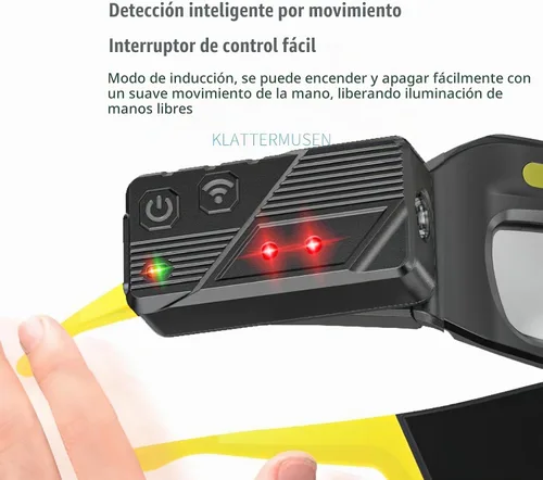 Vista 3 de Lentes LED recargables para faros delanteros con sensor de movimiento y control táctil, 5 modos de iluminación USB C para correr, acampar, pescar
