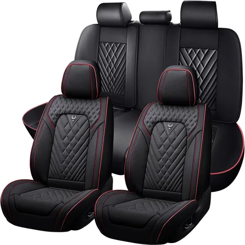 Vista 17 de Fundas de Asiento de Coche para Nissan Murano 2003-2026, Funda de Asiento Completa de Piel Nappa Impermeable, Protector de Asiento Automotriz Gris