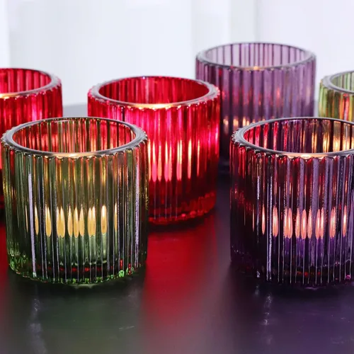 Vista 12 de VOHO Portavelas votivas para velas de boda, juego de 6 portavelas de vidrio ámbar, candelabros a granel para decoración de bodas, centro de mesa