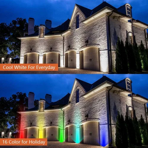 Vista 4 de Paquete de 12 luces RGB de paisaje, 10 W que cambian de color RGB luces de paisaje de bajo voltaje, luces LED de paisaje para fiestas, exteriores