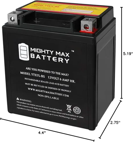 Vista 9 de Mighty Max Battery Reemplazo de batería YTX7L-BS 12V 6Ah para Honda CRF250L