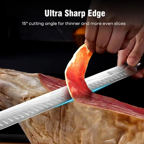 Vista 2 de PAUDIN Cuchillo para Brisket, Cuchillo de Trinchar de 12 Pulgadas de Acero Inoxidable Cuchillo para Rebanar Brisket con Borde Granton para Cortar