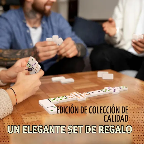 Vista 5 de Puremco Dominó doble de tren mexicano de 12 piezas de dominó de tamaño profesional con juego de pata de pollo incluido juego de mesa de estaño