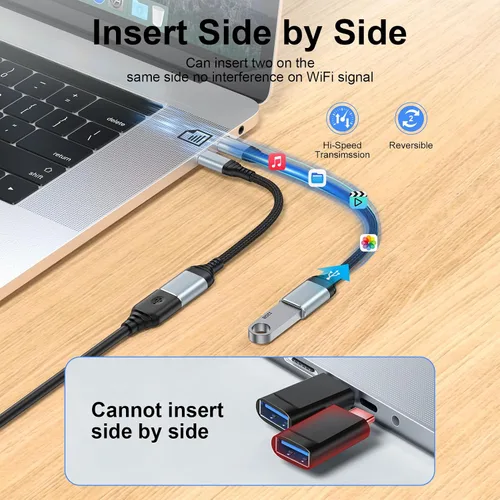 Vista 4 de Adaptador USB C a USB - 5Gbps [paquete de 2] Adaptador USB C 3.0 OTG para Android USBC Male to USB Female Adapter, Type C OTG Cable Converter