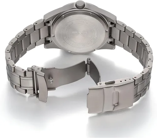 Vista 4 de BERNY Reloj automático de titanio para hombre, relojes de pulsera clásicos de titanio completo