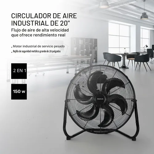 Vista 2 de Taurus FLASH - Ventilador industrial de piso de 20 pulgadas, ventilador de parrilla de metal de alta velocidad con cuchillas de plástico