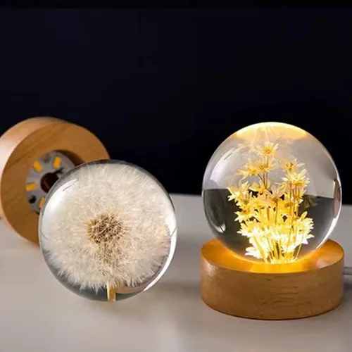 Vista 8 de DESHINTKE Pisapapeles de flor eterna de diente de león real con base luminosa