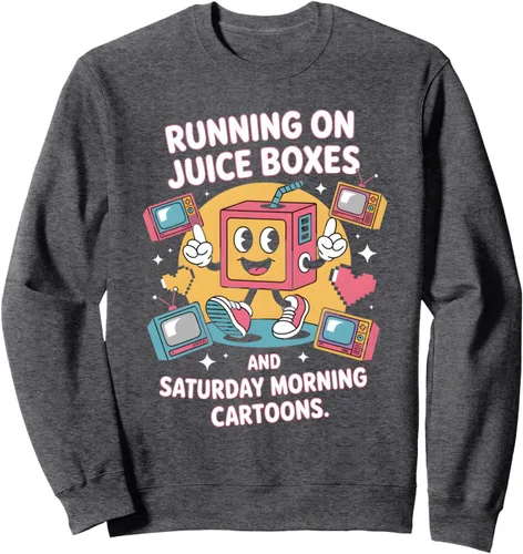 Vista 5 de Cajas de jugos y dibujos animados - Sudadera retro nostalgia para niños de los 90 Negro