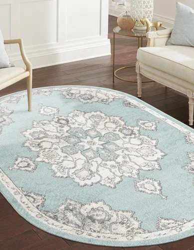 Vista 11 de Unique Loom Parker Collection - Alfombra de área Kokulu (2 x 3 pies, rectangular, aguamarina/beige)