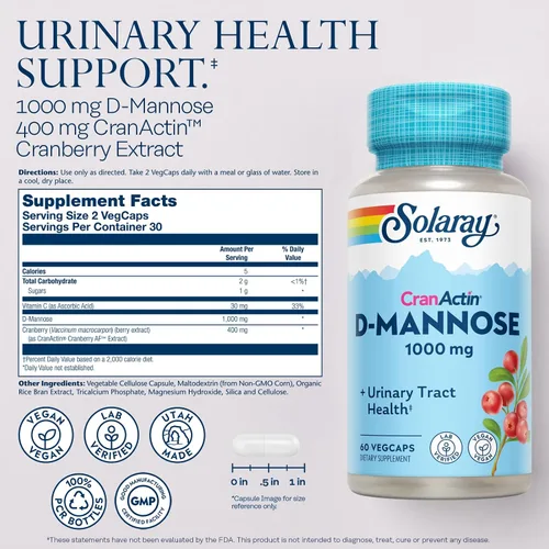 Vista 2 de Parent - Solaray D-Mannose con CranActin extracto de arándano 1000mg w/VIT C