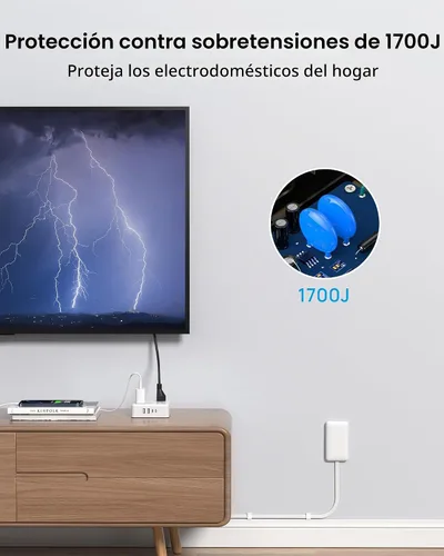 Vista 5 de TROND - Extensor de cubierta de salida plana, cable de extensión corto de 3 pies con 8 salidas