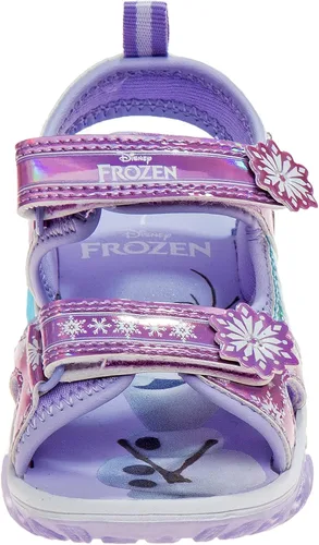 Vista 5 de Disney Zapatos para niñas - Minnie Mouse o Frozen - Sandalias deportivas con punta cerrada con luz (6T-12), AnnaElsa
