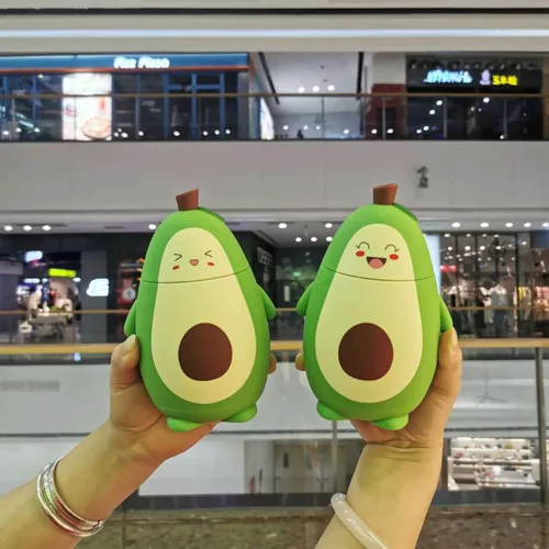 Vista 4 de RiToEasysports Botella de agua de aguacate, vidrio de aguacate de dibujos animados, doble capa, linda taza de agua portátil para niña, regalos