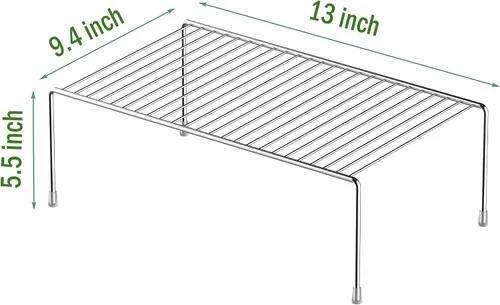Vista 3 de Redrubbit Paquete de 2 estantes medianos (13 x 9. 4 pulgadas), estante de almacenamiento para gabinete, encimera de cocina inoxidable y estante