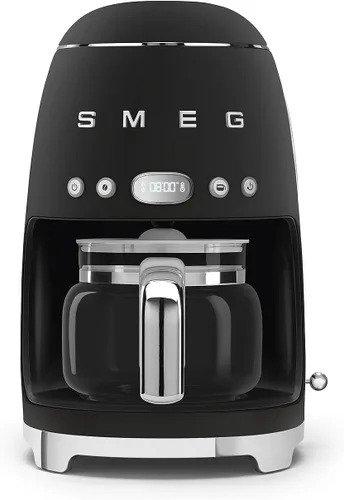 Vista 7 de Smeg Cafetera de goteo estética de estilo retro de los años 50 con jarra de vidrio de 10 tazas, función de arranque automático, plato para mantener